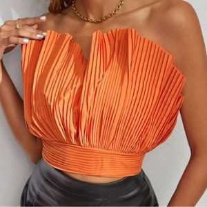 Orange pleaded Crop top